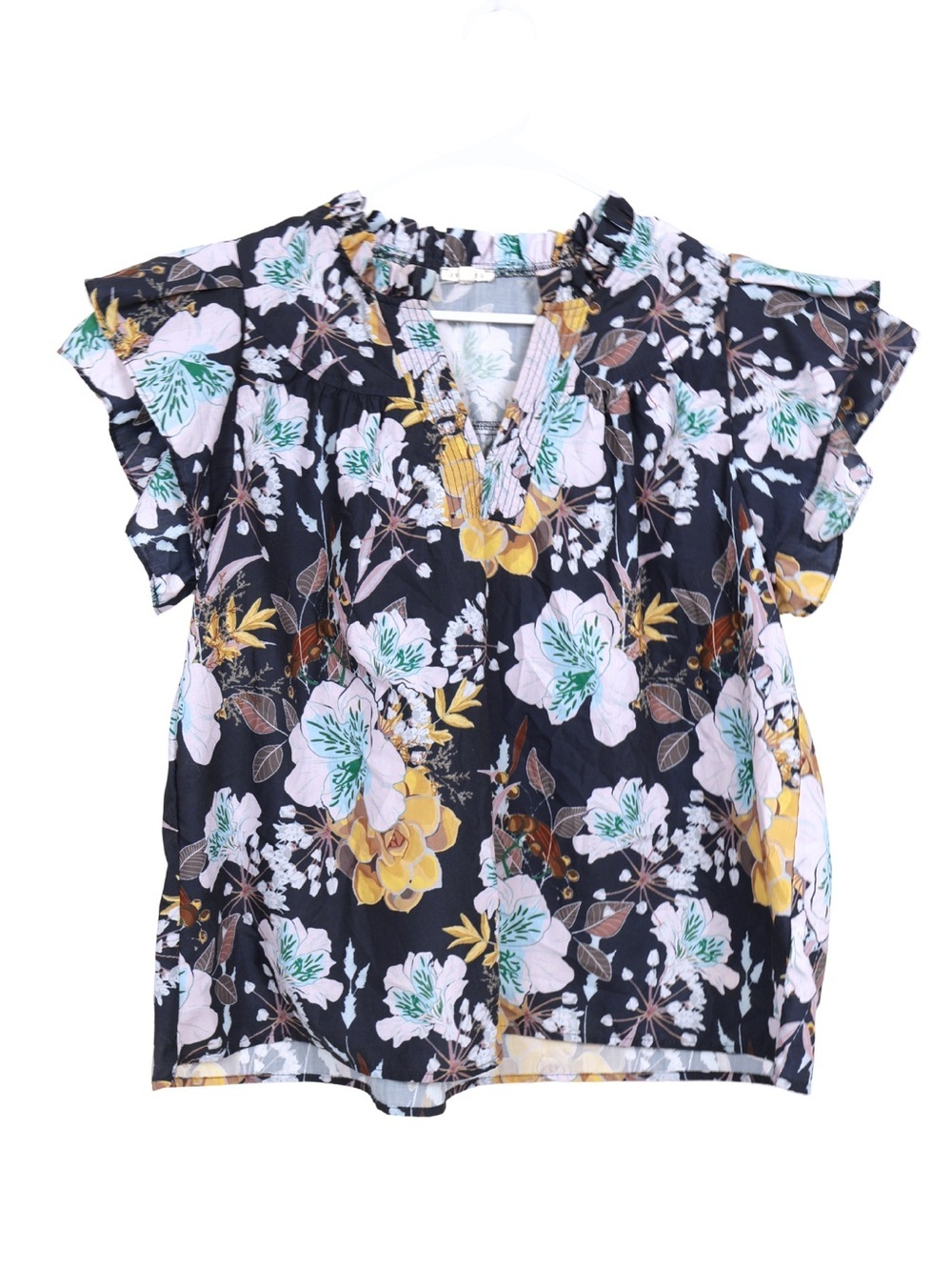 Jodifl Blue Multi Color Blouse Size 2 Boutique Colorful Printed Top
